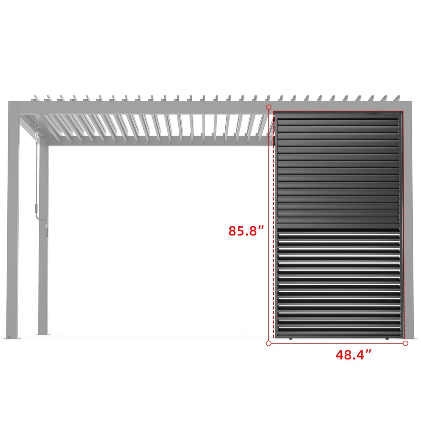 4' X 7' FT Alora Premium Adjustable Aluminum Louvered Pergola With Side Wall Panel