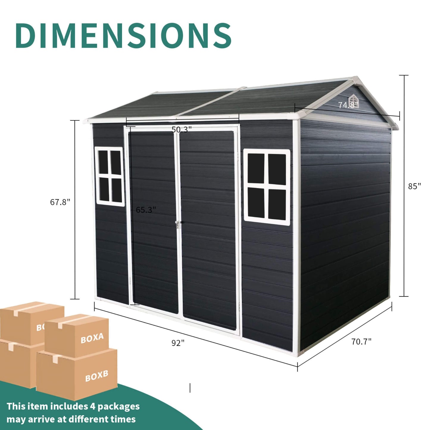 6' x 8' FT Alora Outdoor Resin Patio Garden Shed With Floor, 2 Windows, And Lockable Doors