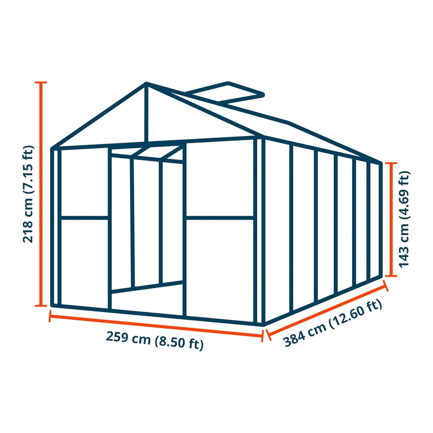 8FT x 12FT Heavy-Duty Polycarbonate Outdoor Greenhouse with Aluminum Frame and Sliding Doors