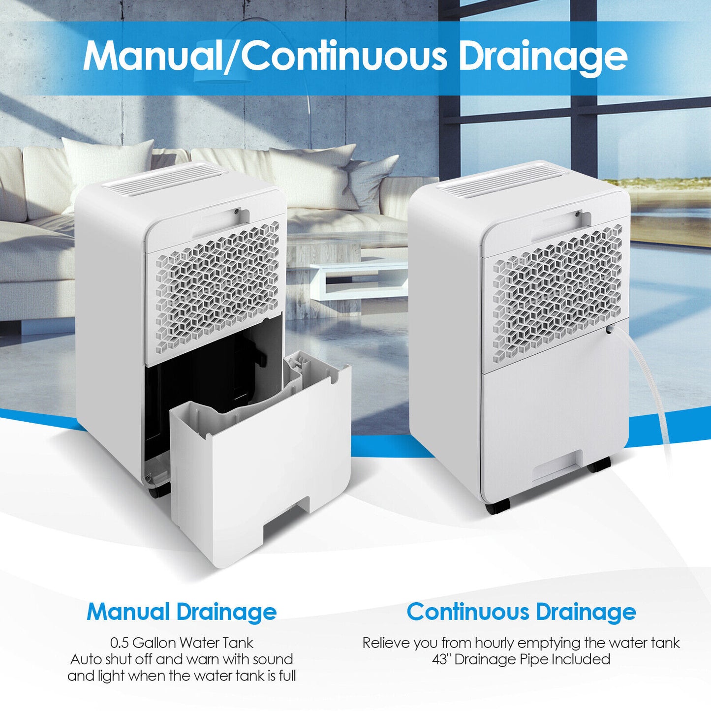 32 Pints 2000 Sq. Ft Dehumidifier for Home and Basements with 3-Color Digital Display