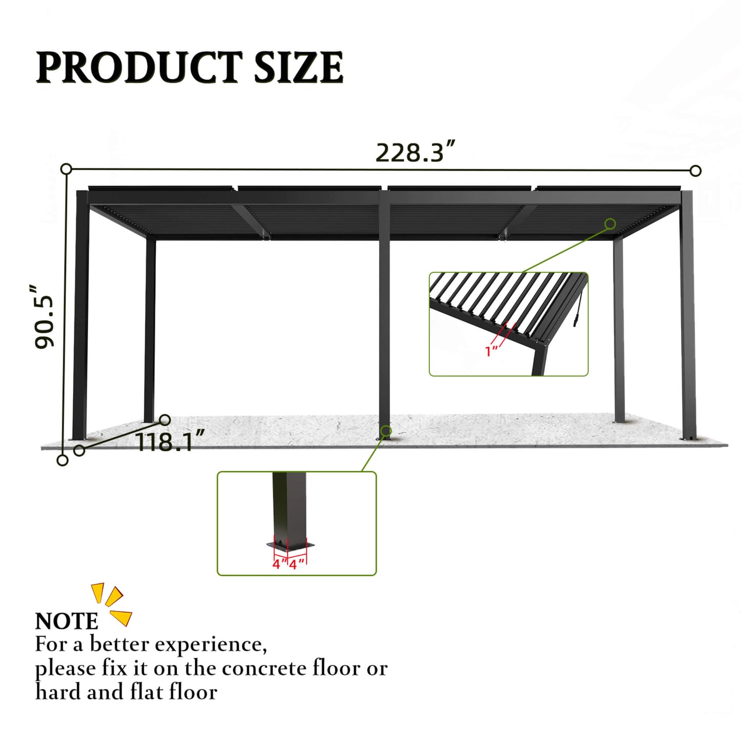 10' x 19' Alora Modern Durable All-Weather Outdoor Pergola With Aluminum Frame And Steel Louvers