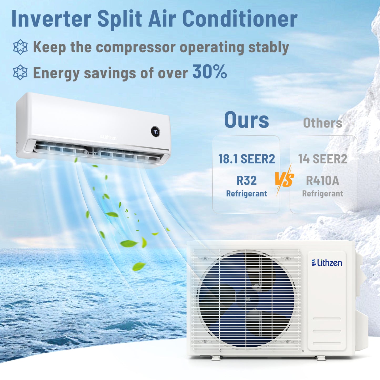 12000 BTU 18.1 SEER2 115V Mini Split Air Conditioner Works with Alexa