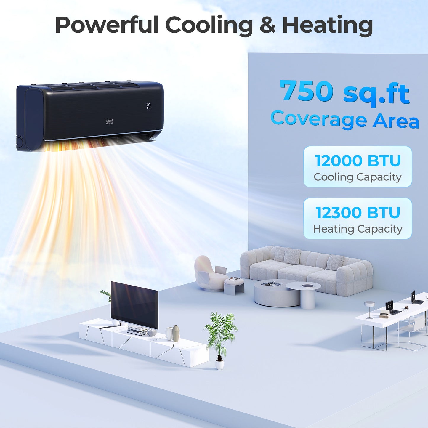12000 BTU 22 SEER2 115V WiFi Enabled Mini Split AC Compatible with Alexa Gray