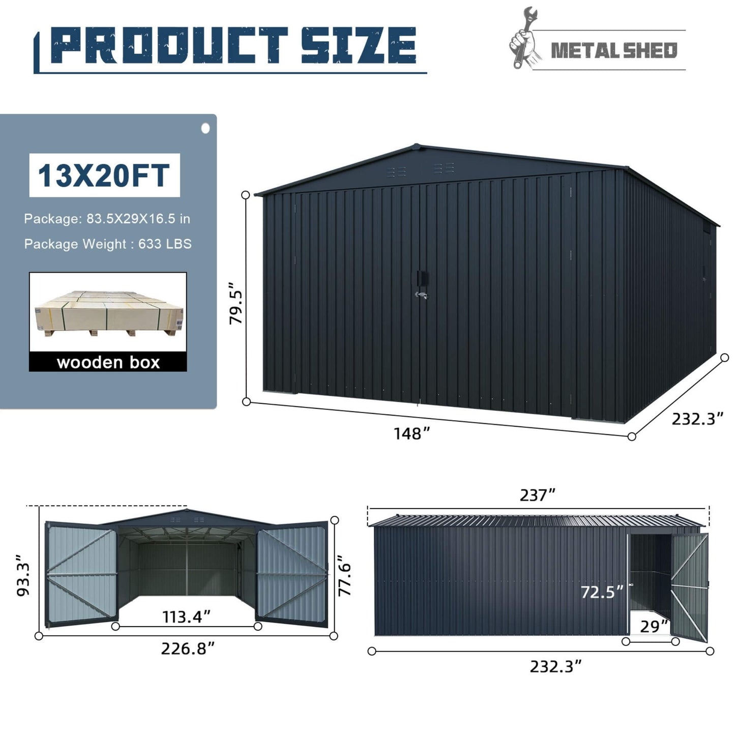 13FT x 20FT Alora Extra-Large Premium Weather-Resistant Outdoor Multi-Purpose Utility Storage Shed