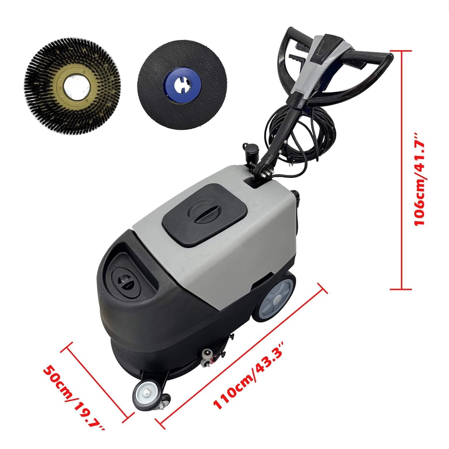 17-Inch 110V Heavy-Duty Commercial Walk-Behind Dual Tank Floor Scrubber