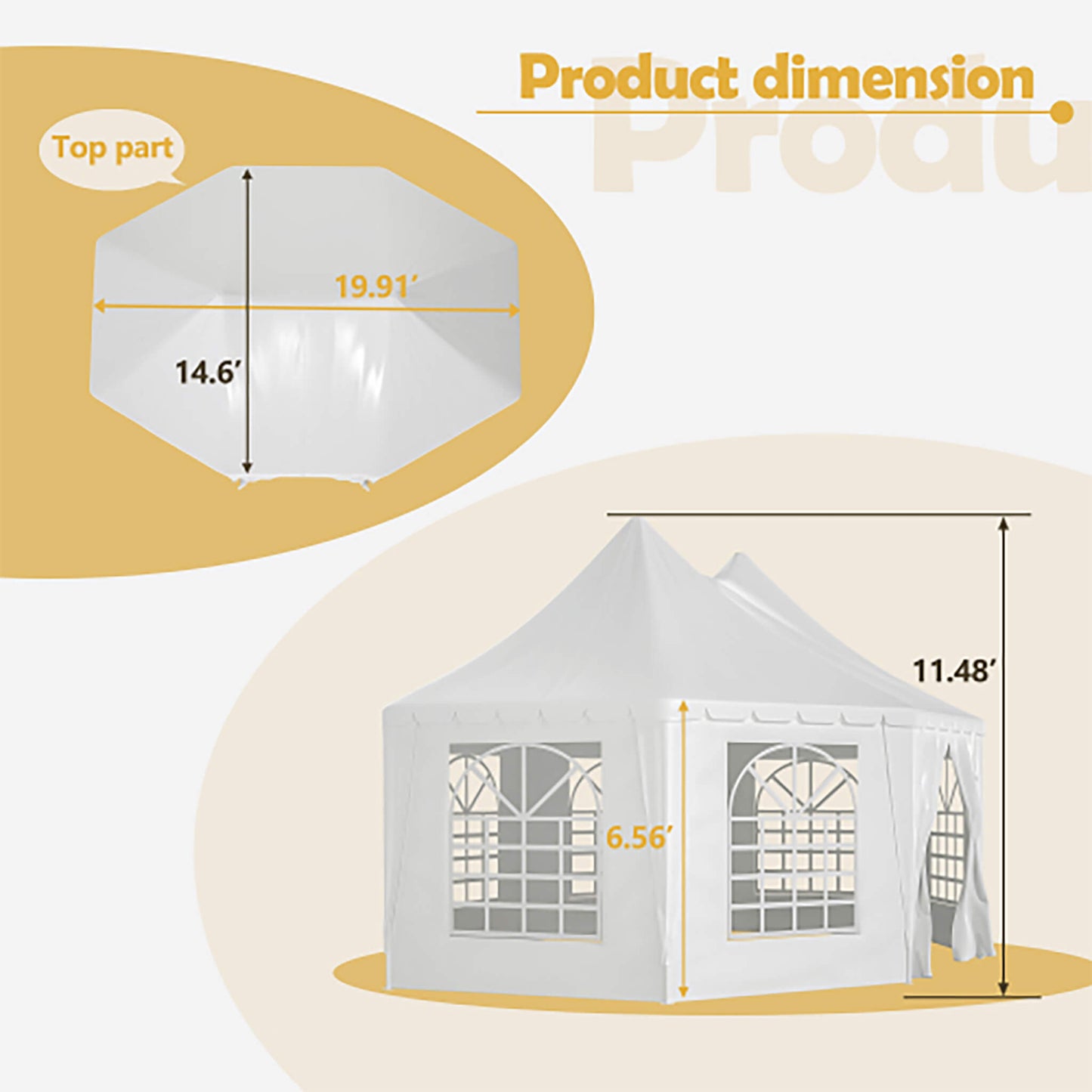 20' x 15' FT Alora Extra Large Heavy-Duty Outdoor Waterproof Party, Wedding Tent With Steel Frame