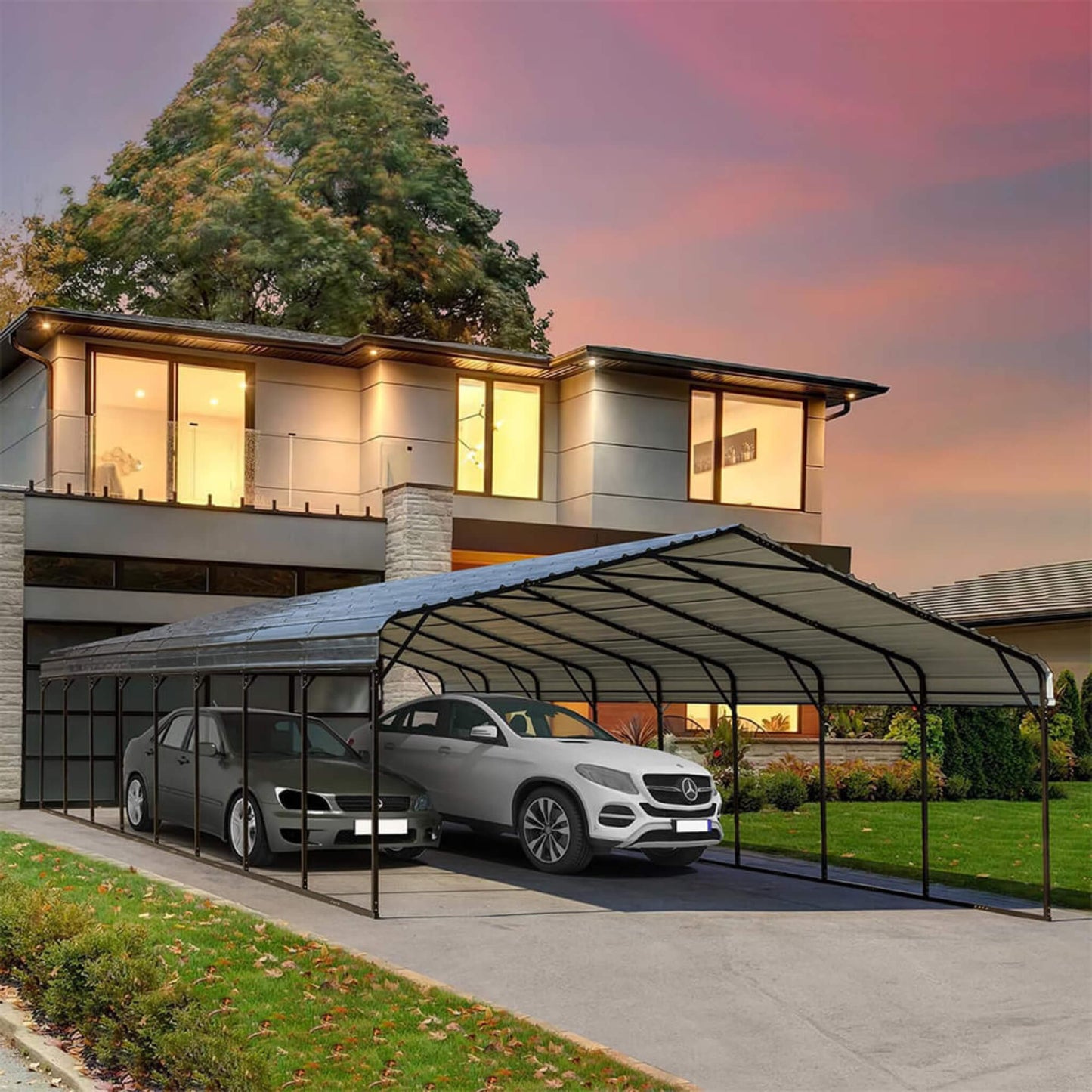 20' x 40' FT Alora Extra Large Heavy Duty Four Car Outdoor Metal Carport Canopy