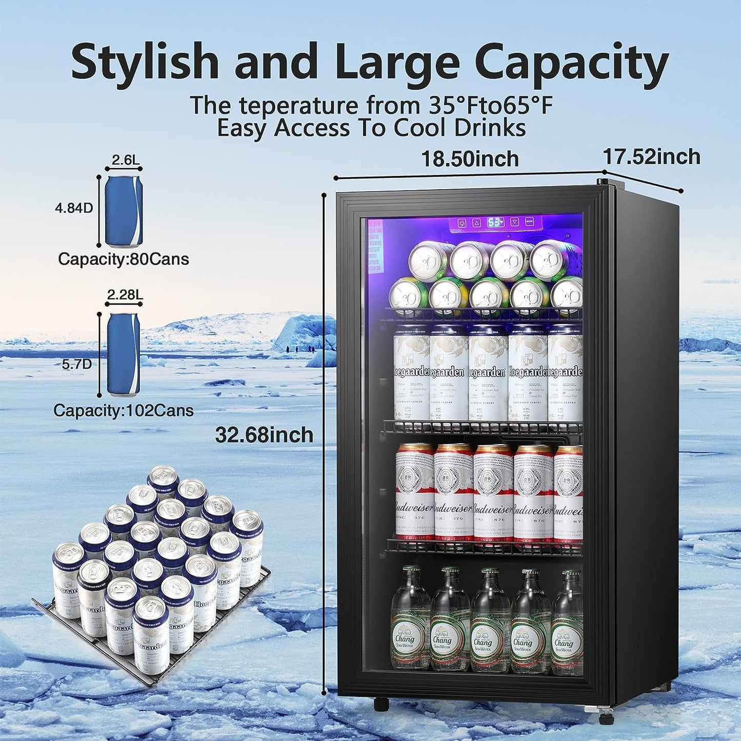 3.2 CU. FT. Beverage Refrigerator Wine Cooler W6890