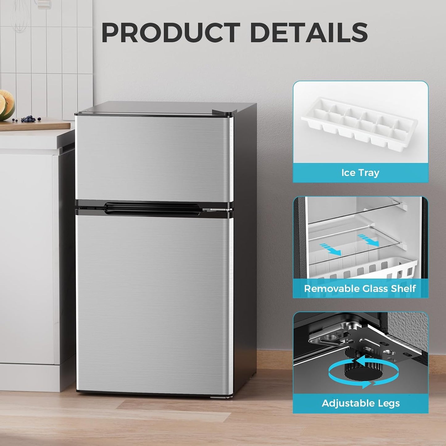 3.2 Cu.Ft Mini Fridge with Freezer Double Door Compact Refrigerator 58087RRE0