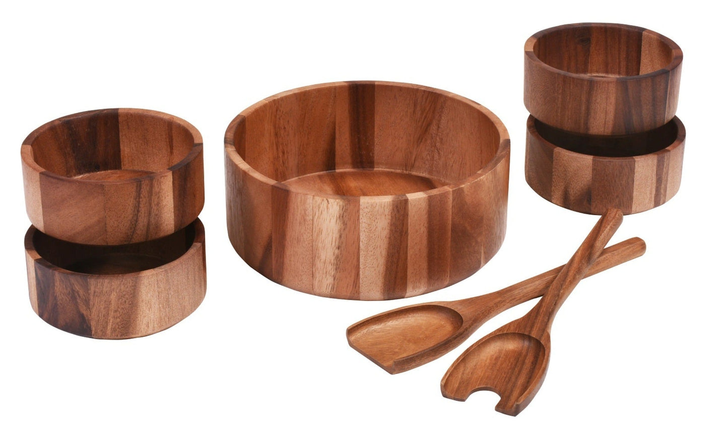 Large Salad Bowl with Servers and 4 Individuals - 327B7