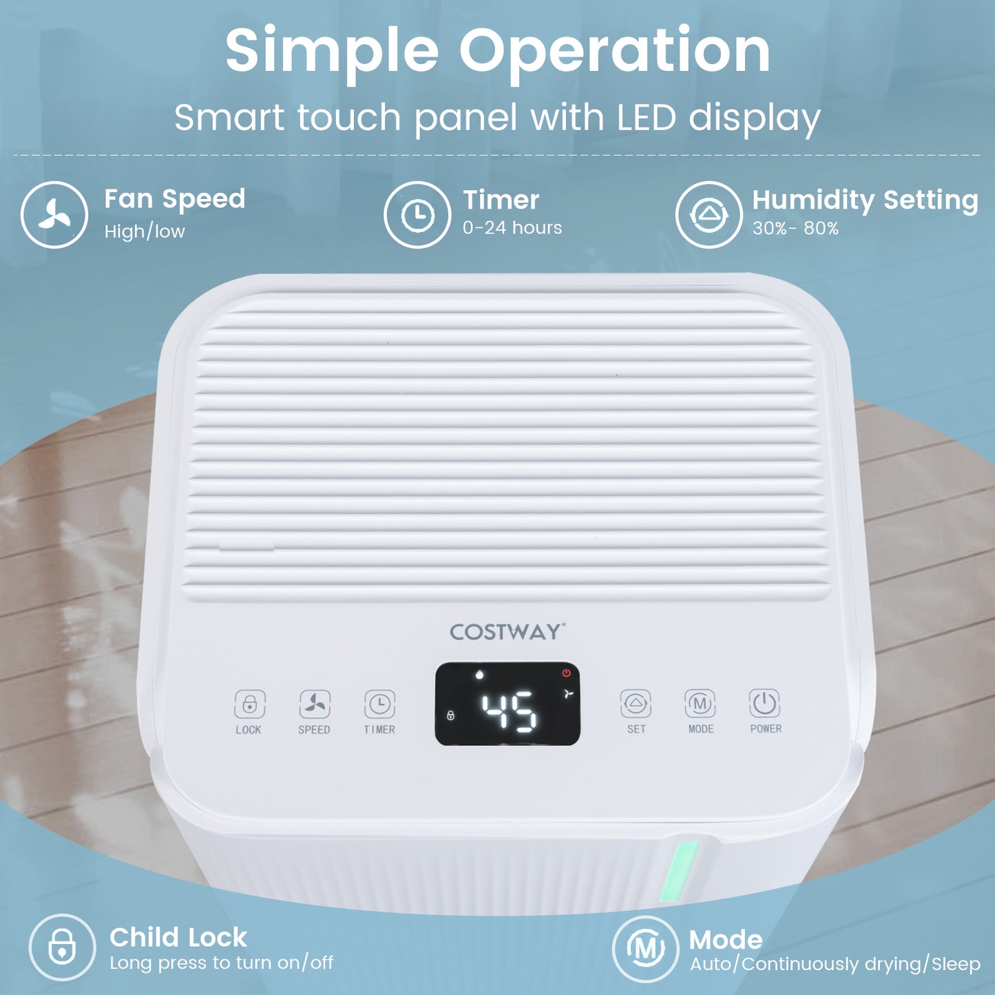 32 Pints 2000 Sq.ft Portable Dehumidifier for Home and Basement-White