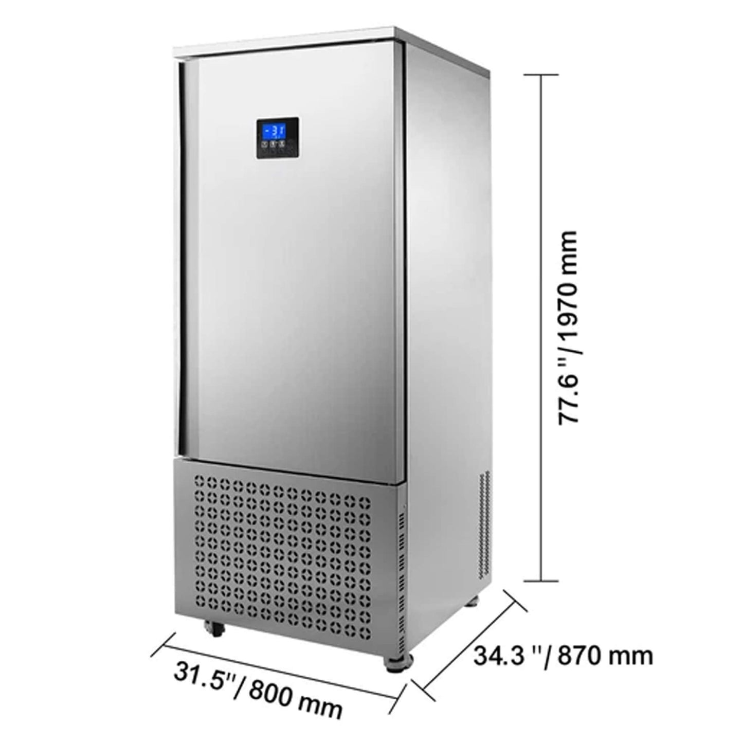 370L Commercial Freestanding Blast Freezer With 15 Trays For Chilling Seafood & Gelato