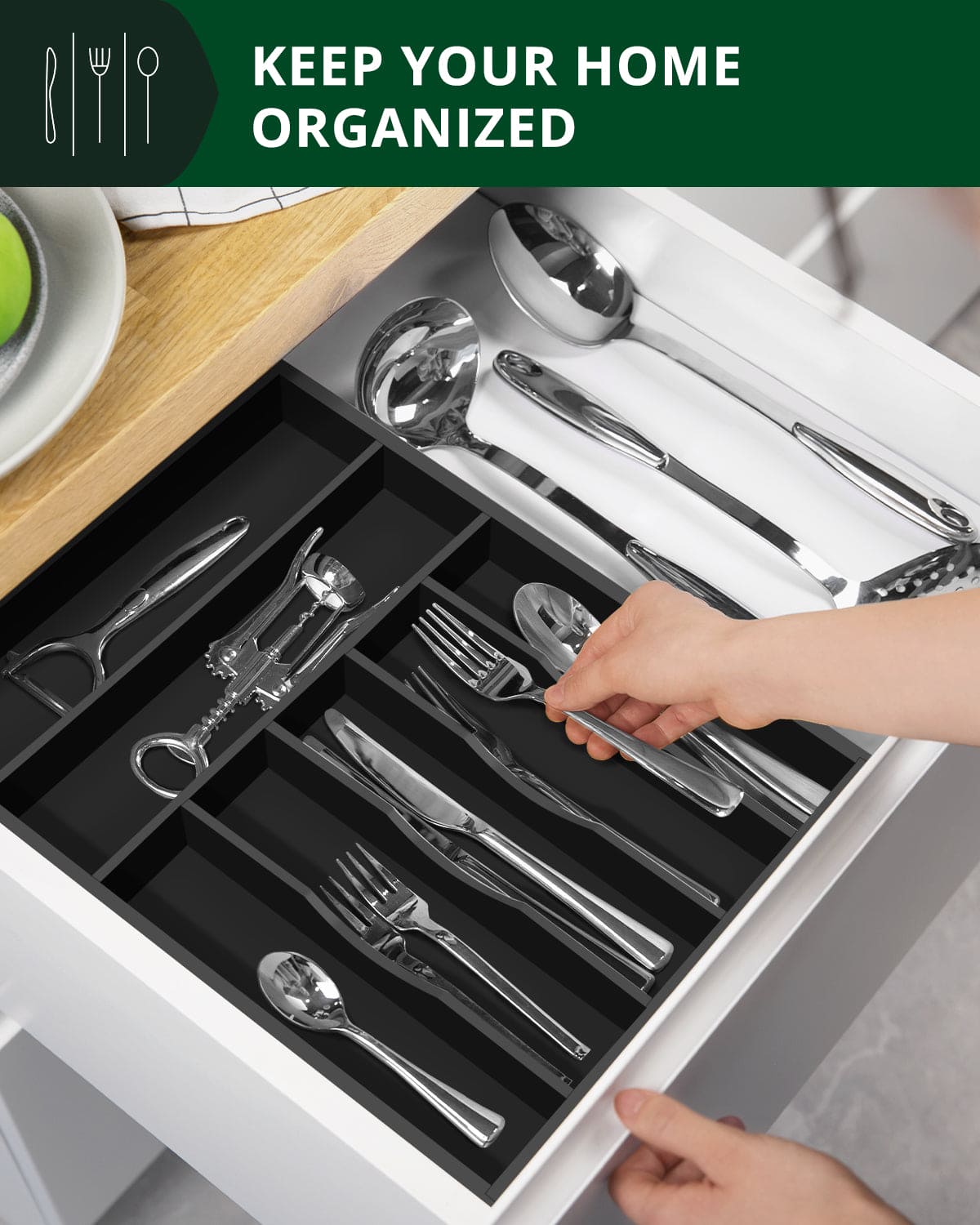Basic Silverware Drawer Organizer, Black