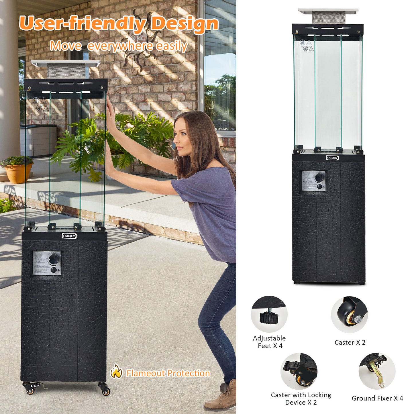 Portable Patio Heater - 41K BTU Propane Patio Heater with Metal Hood