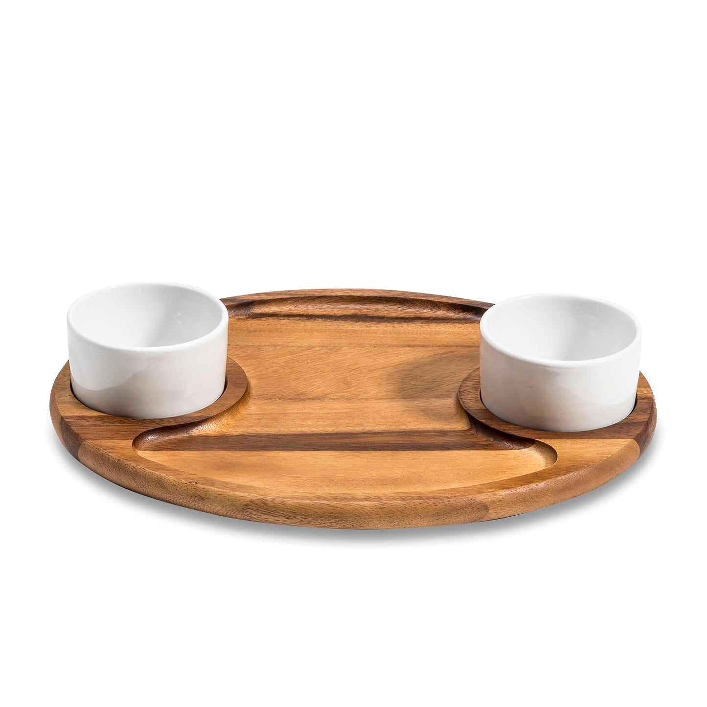 Charcuterie Board Serving Tray with 2 Ceramic Bowls and Lids