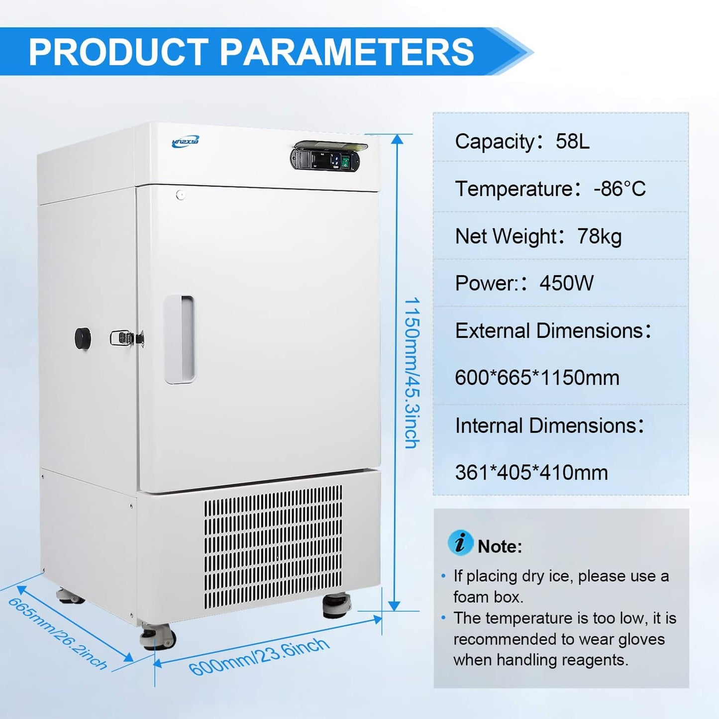 58L Ultra-Low Temperature Laboratory Freezer with Precision Cooling
