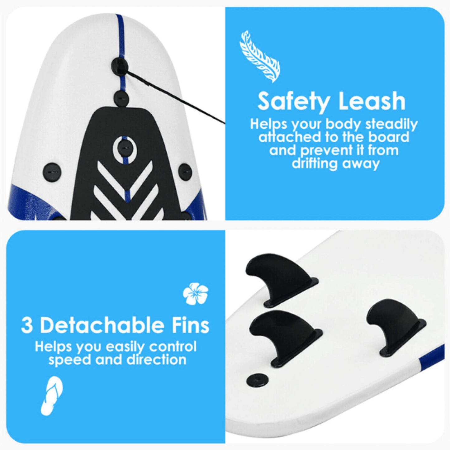 6FT Inflatable Blow Up Stand Up Paddle SUP Surfboard