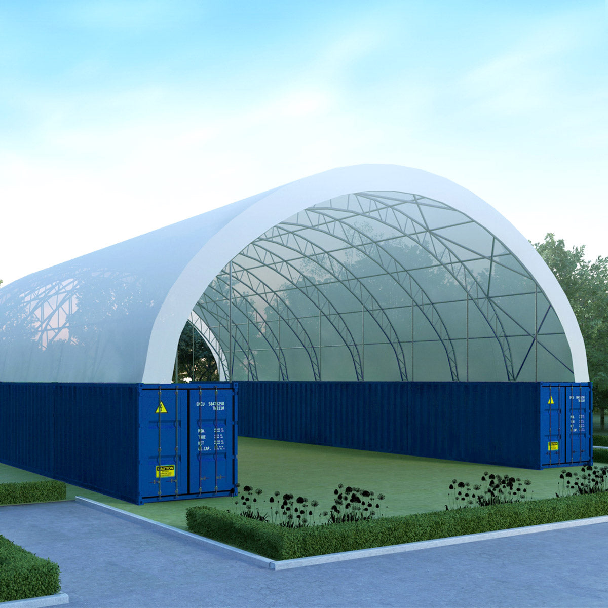 60FT x 80FT x 15FT Double Truss Container Canopy Shelter