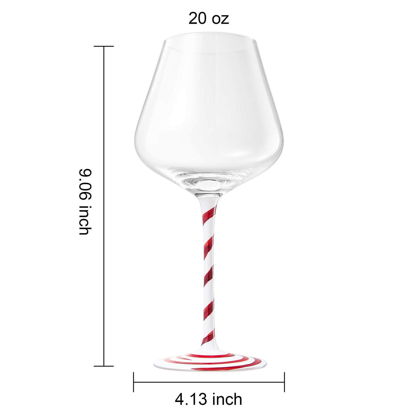 Khen Holiday Candy Cane Wine Glasses Set of 2 Santa Red White Striped