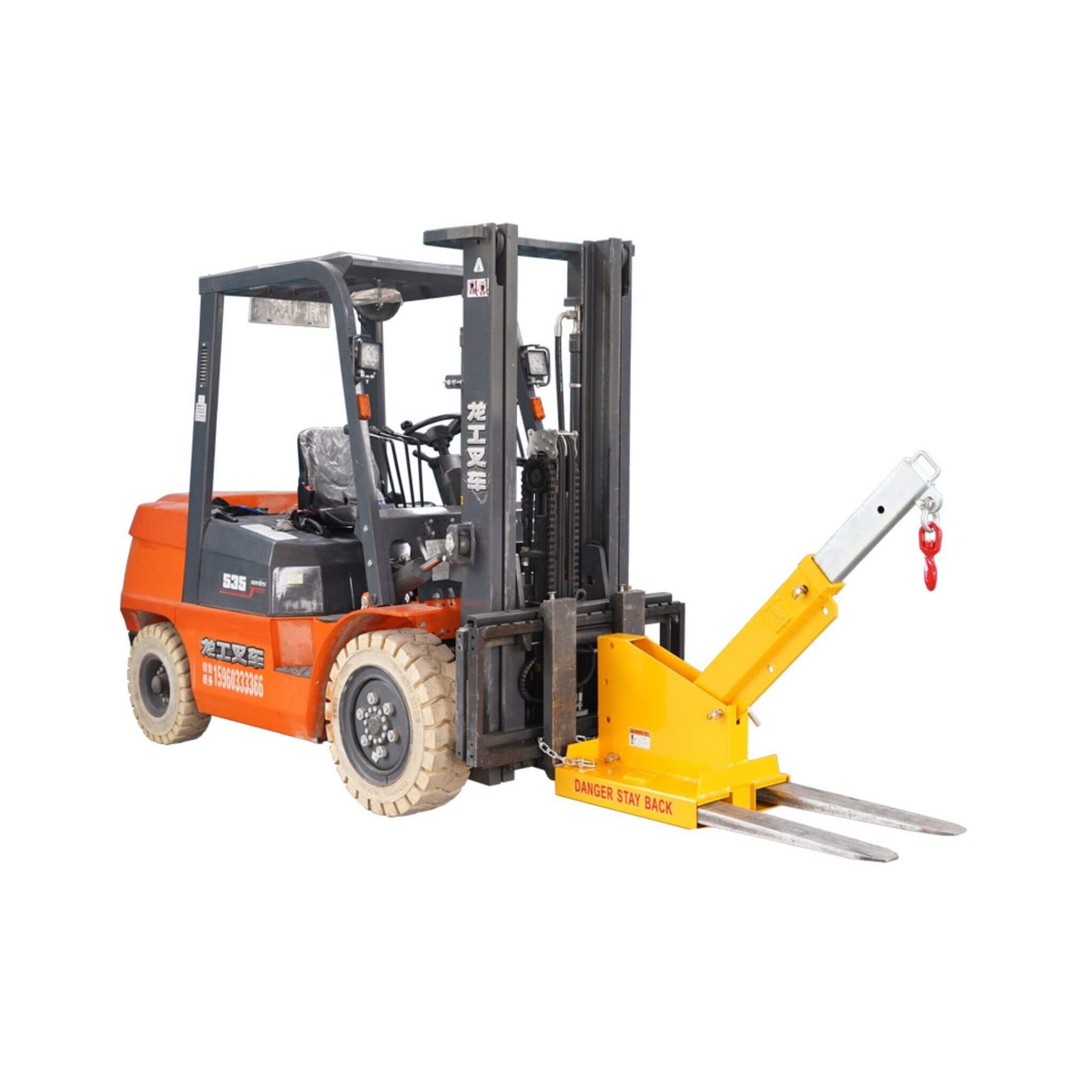 Heavy-Duty 80-Inch 2500KG Fork Mounted Telescopic Jib Boom Forklift Crane