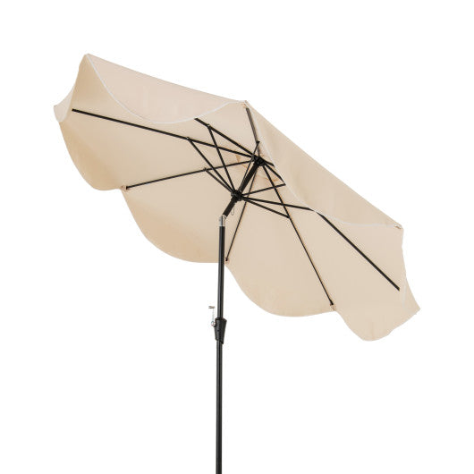 9 FT Patio Umbrella with Crank Handle and Push Button Tilt - Beige