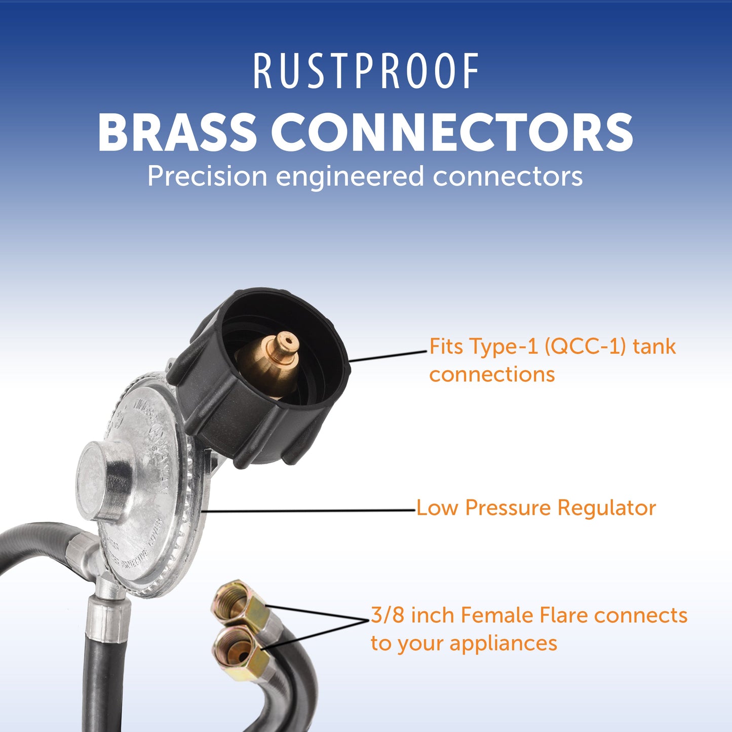 Flame King Hose and Regulator for Grills with Side Burner, 24 inches