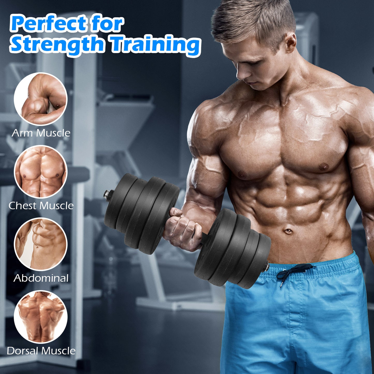 Adjustable Dumbbells 66 LBS Free Weights with Connectors for Home Gym Fitness Workout