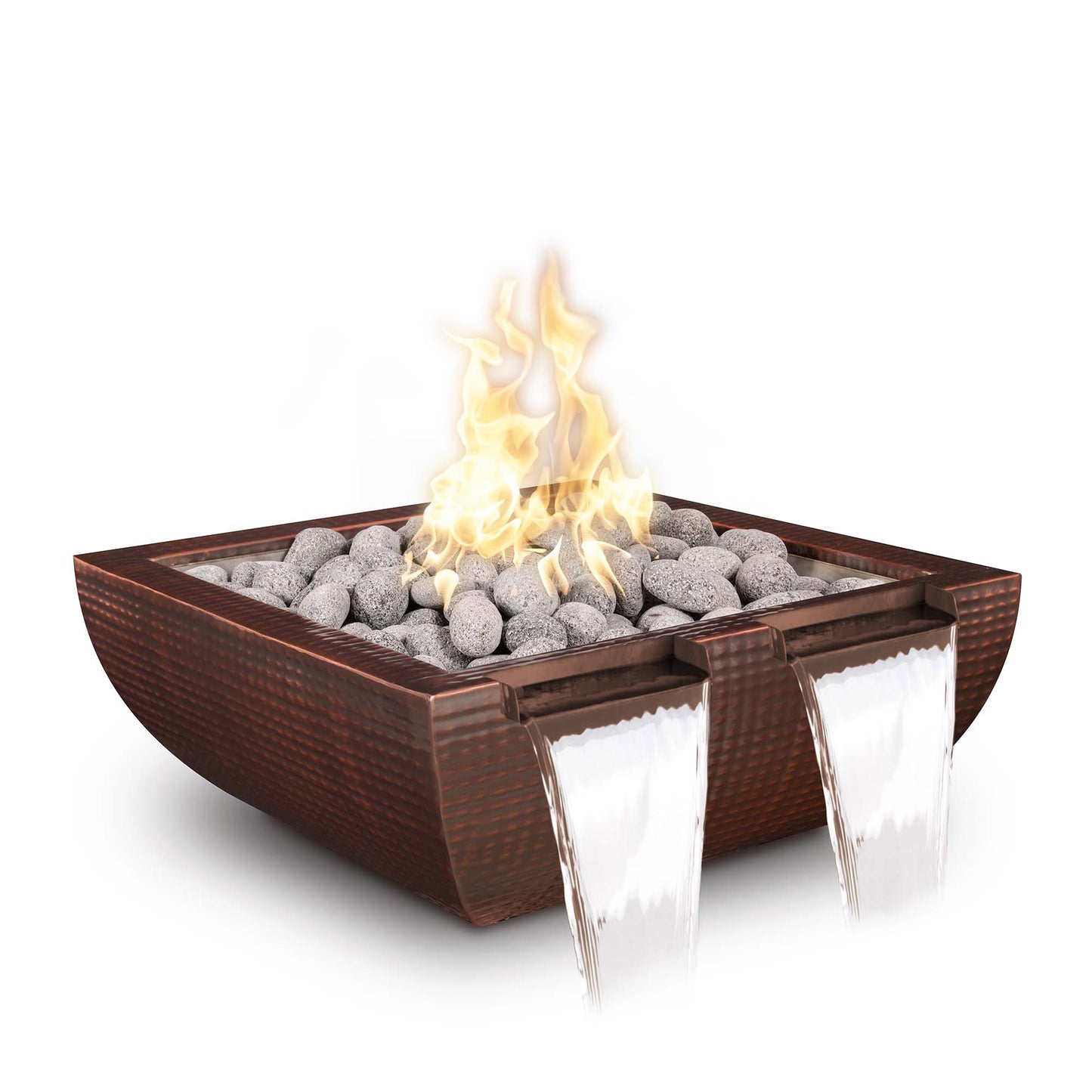 Avalon Hammered Copper Fire & Water Bowl Twin Spill - 36" - Match Lit