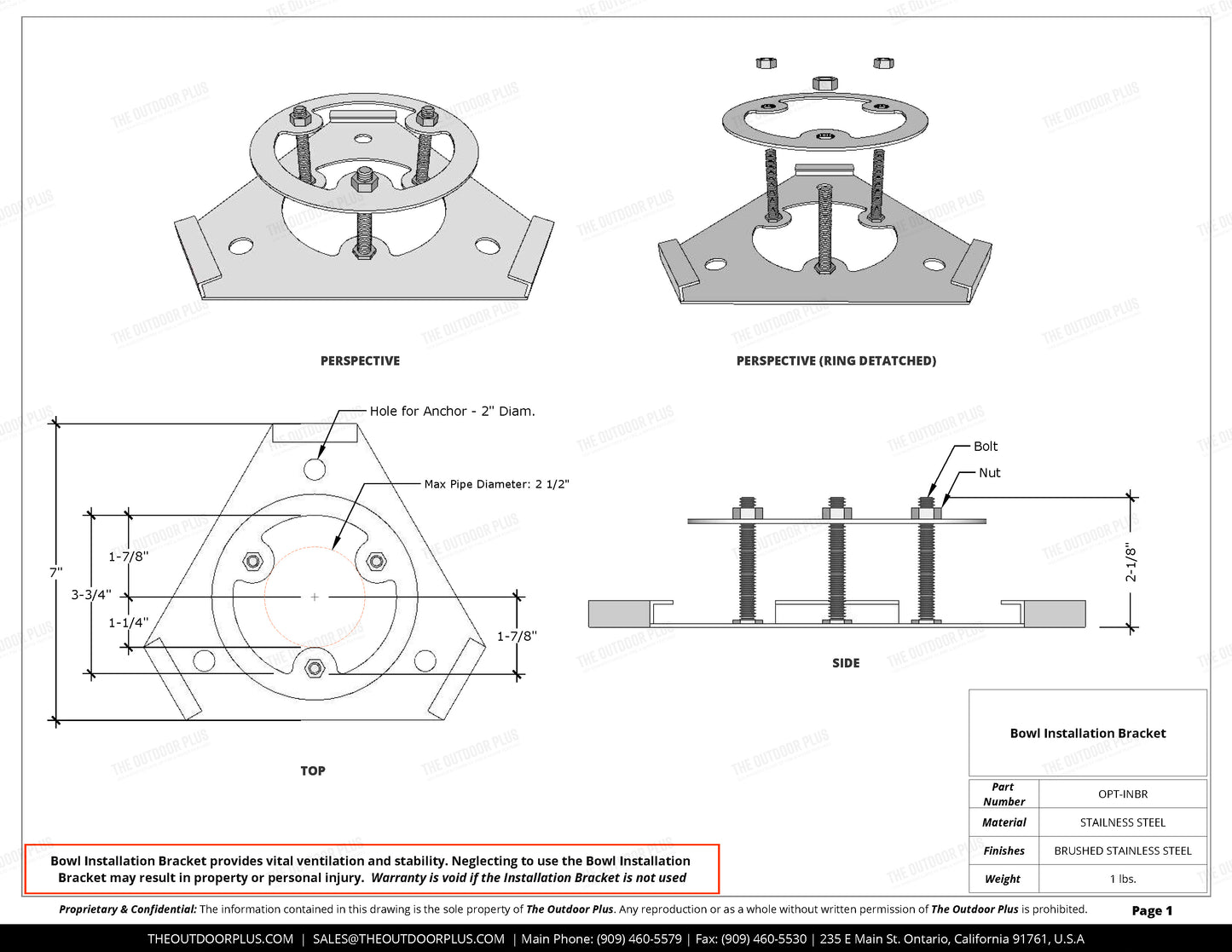 Bowl Mounting Bracket