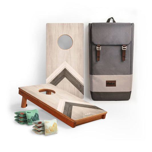 1ft x 2ft Silver Chevron Mahogany Pathfinder Cornhole Board Set