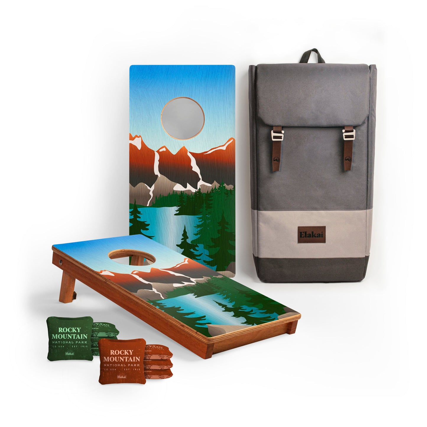 1ft x 2ft Rocky Mountain National Park Mahogany Pathfinder Cornhole Board Set