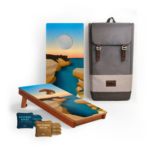 1ft x 2ft Pictured Rocks National Park Mahogany Pathfinder Cornhole Board Set