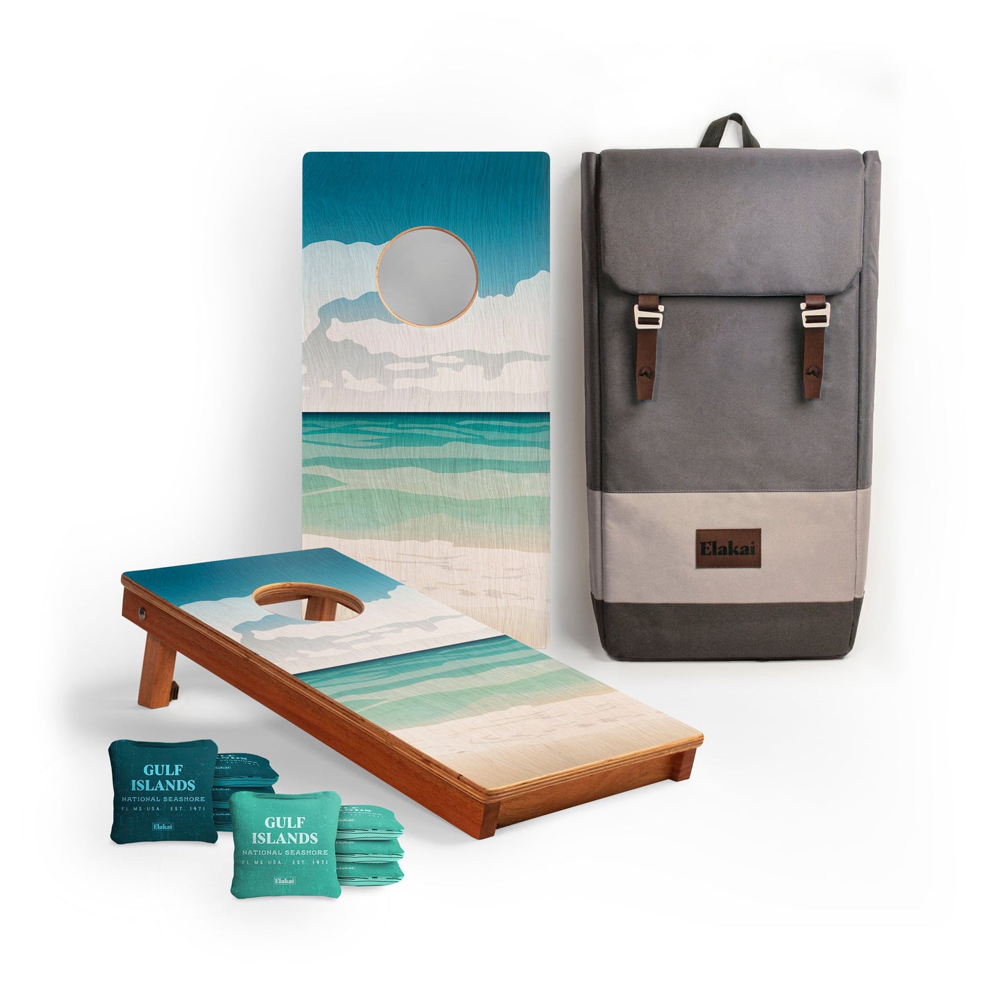 1ft x 2ft Gulf Islands National Park Mahogany Pathfinder Cornhole Board Set