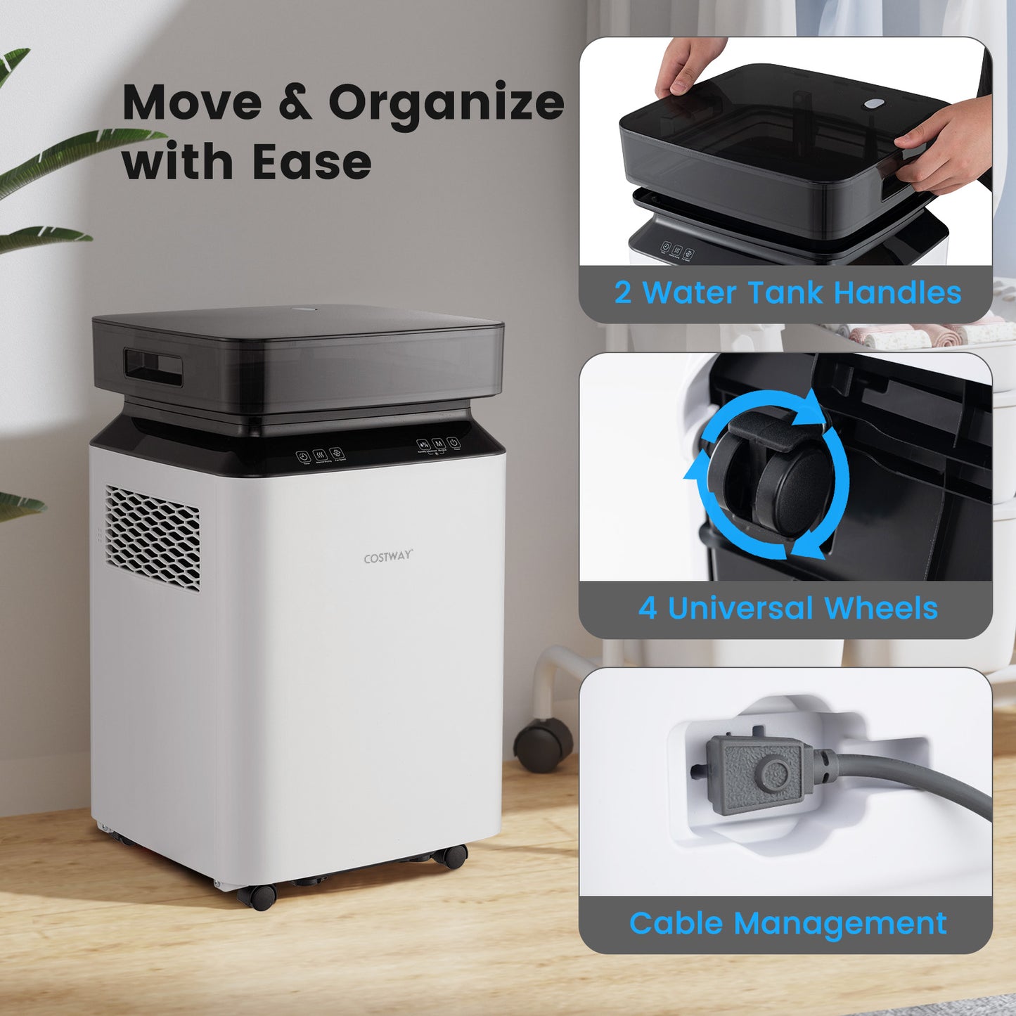 70/90 Pint 4500/6000 Sq. Ft Dehumidifier with Continuous and Auto Mode