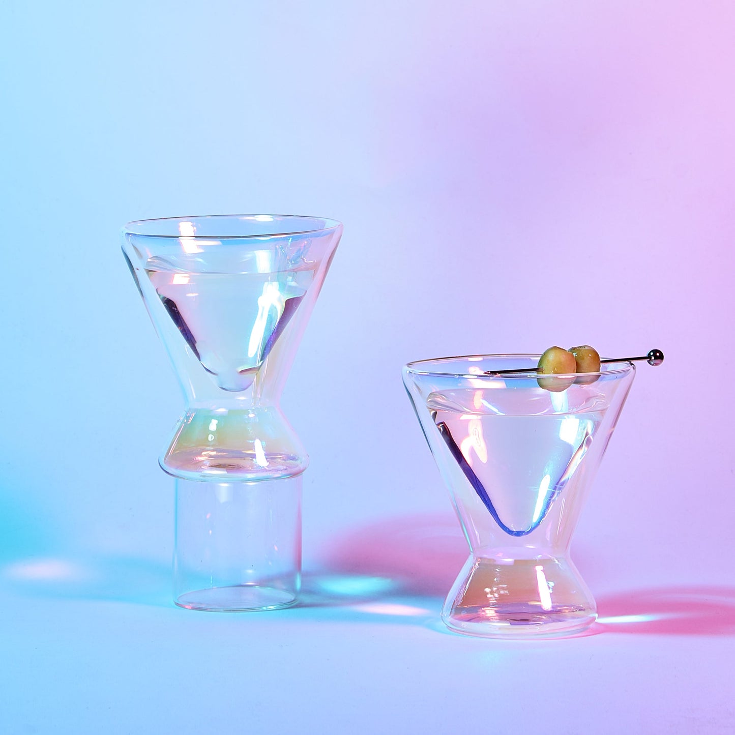 Pearl Double-Wall Martini Cocktail Glassware, Set of 2