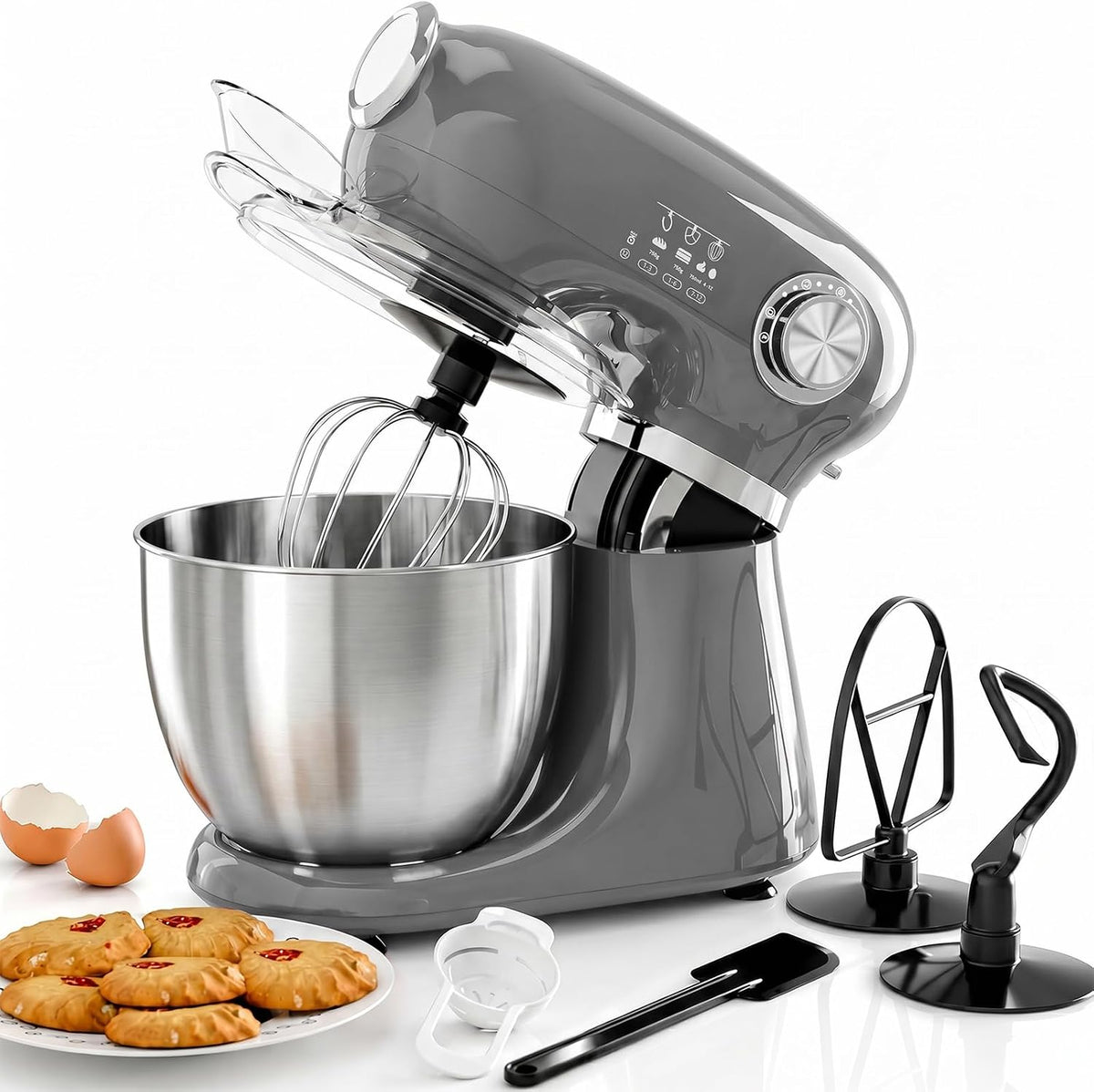 Kismile Stand Mixer, 5.5-Quart Electric Mixer with 12 Speeds