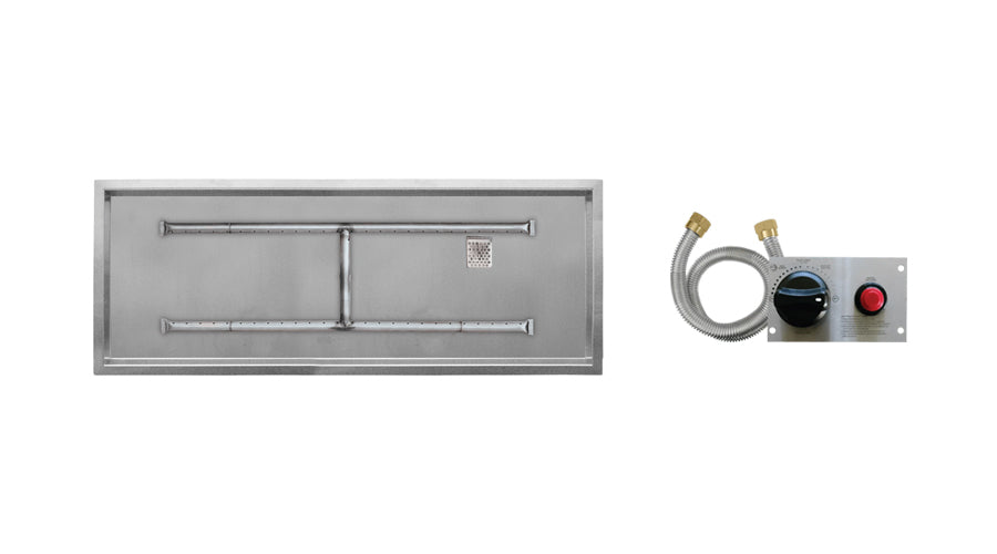 Stainless-Steel Linear H-burner Pan - Push Button Ignition