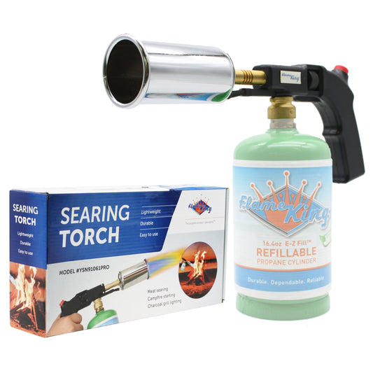 Flame King High Intensity Propane Cooking Searing Torch with Electric Start & Comfort Handle