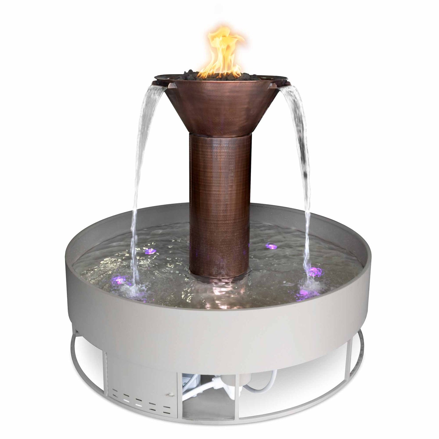 72" Round Olympian Fire and Water Fountain - 3 Way Spill - Match Lit