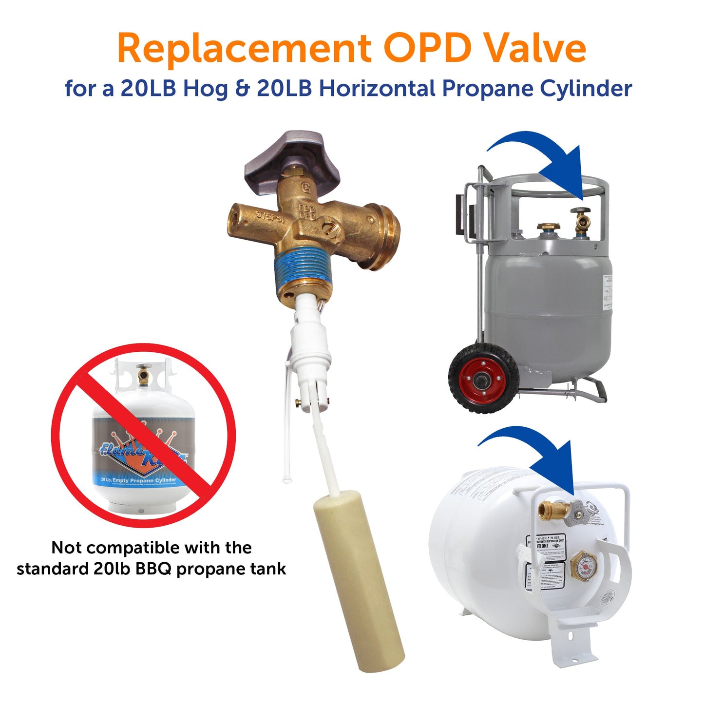 Flame King 20lb OPD Valve For Hog or Horizontal Propane Cylinder
