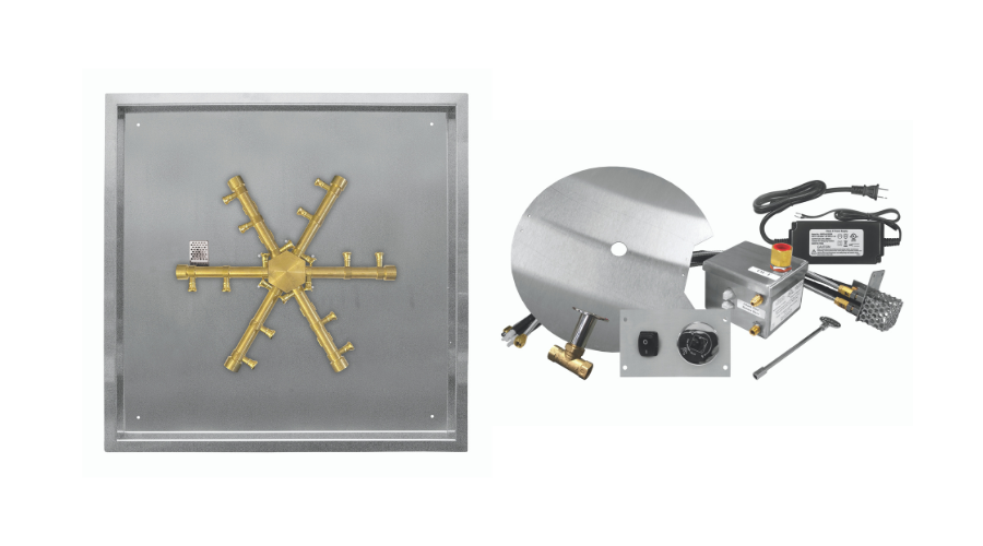 Pro-Series Brass Square Burning Spur Pan - Electronic Ignition