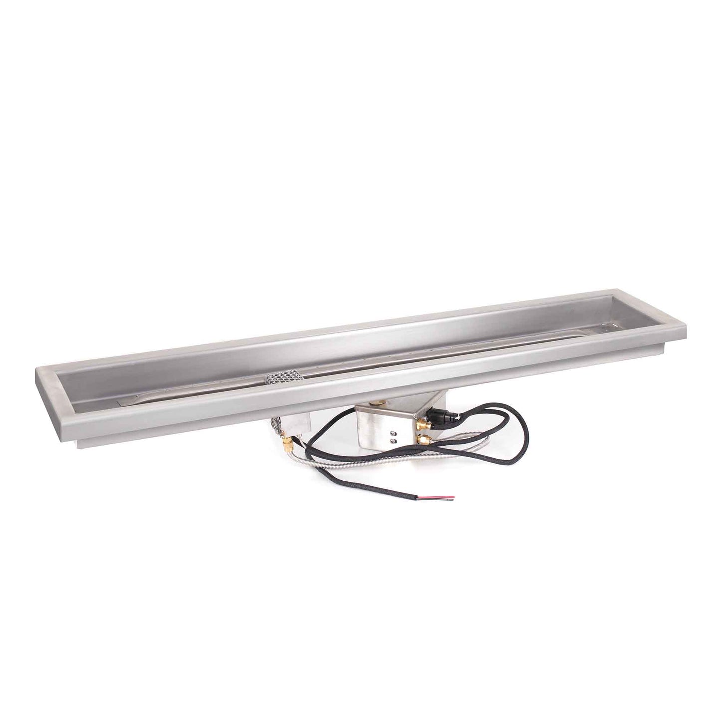 Rectangular Raised Lip Drop In Pan and Linear Stainless Steel Burner