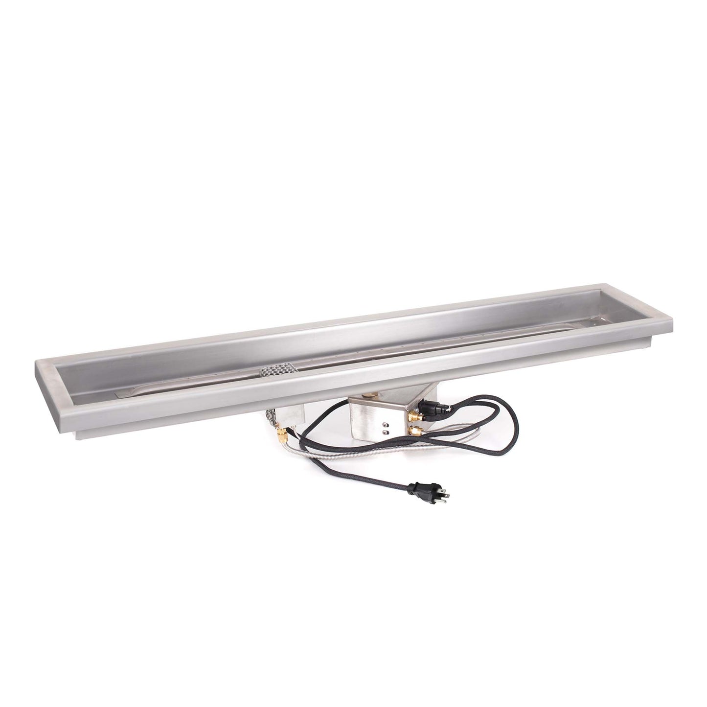 Rectangular Raised Lip Drop In Pan and Linear Stainless Steel Burner