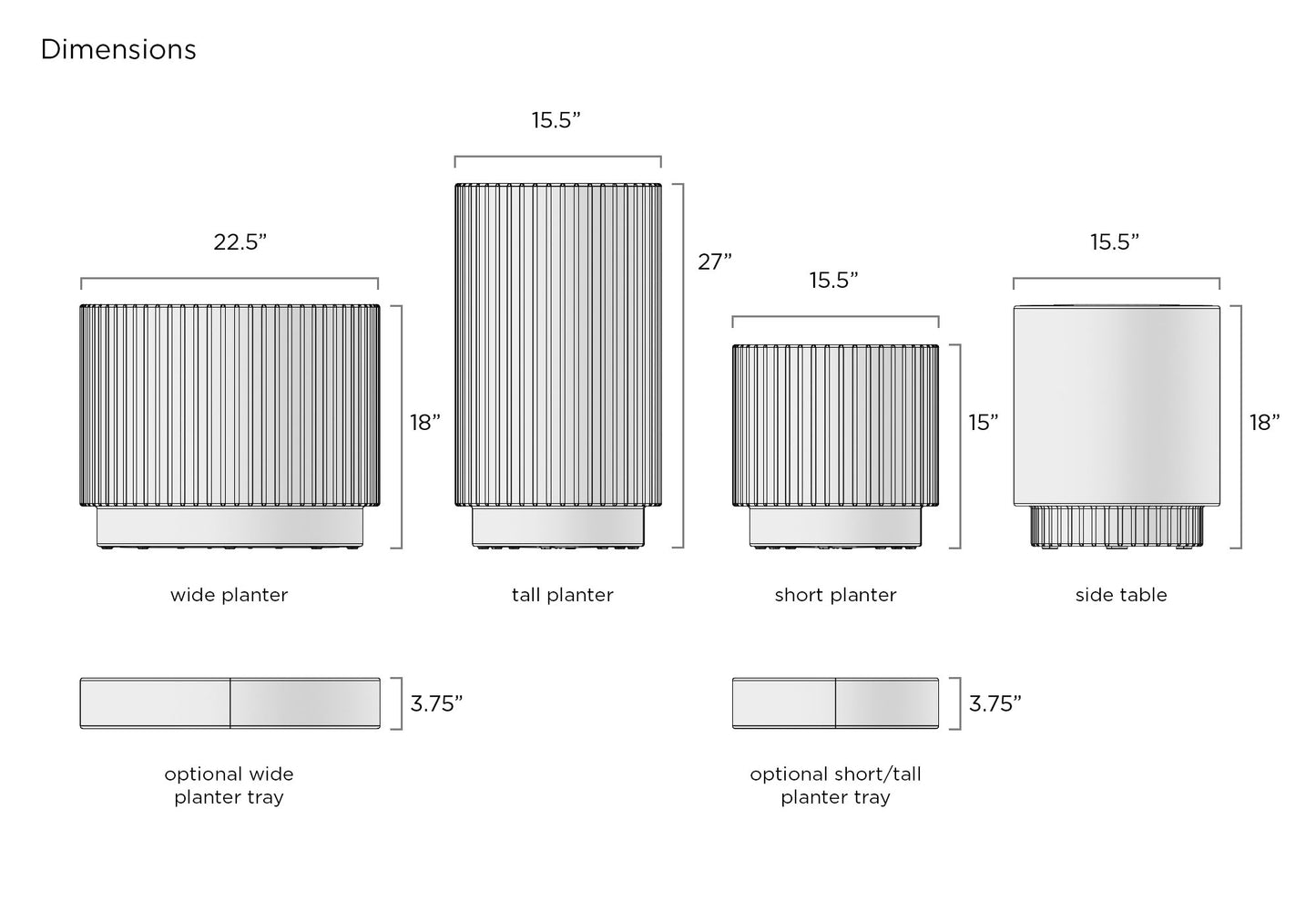 Ripple Tray for Wide Planter