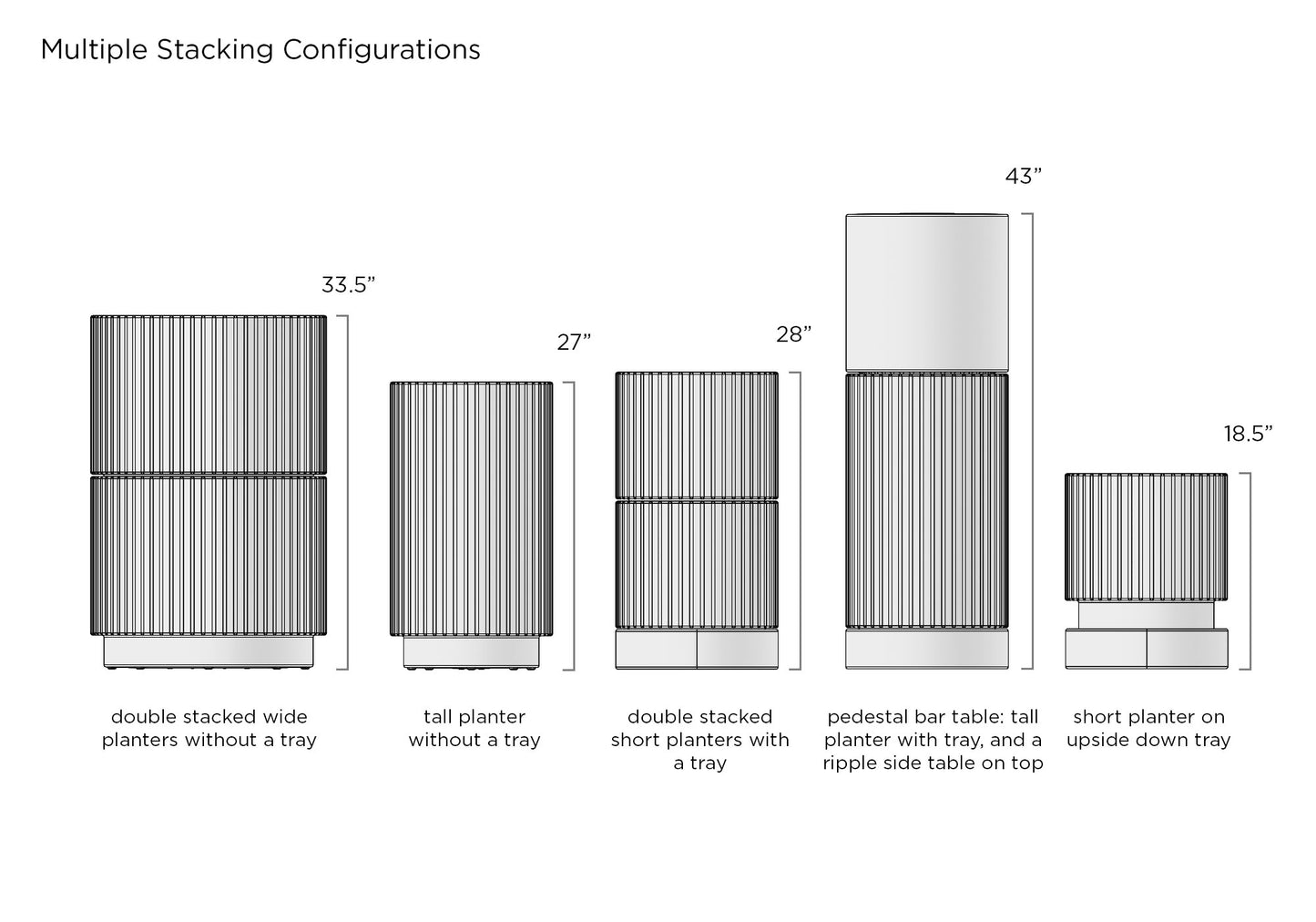 Ripple Tray for Wide Planter