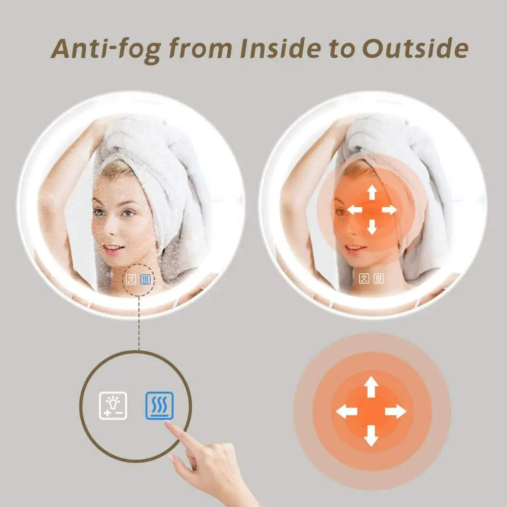 Round Led Mirror Bathroom Vanity Mirror with Dimmable Lights