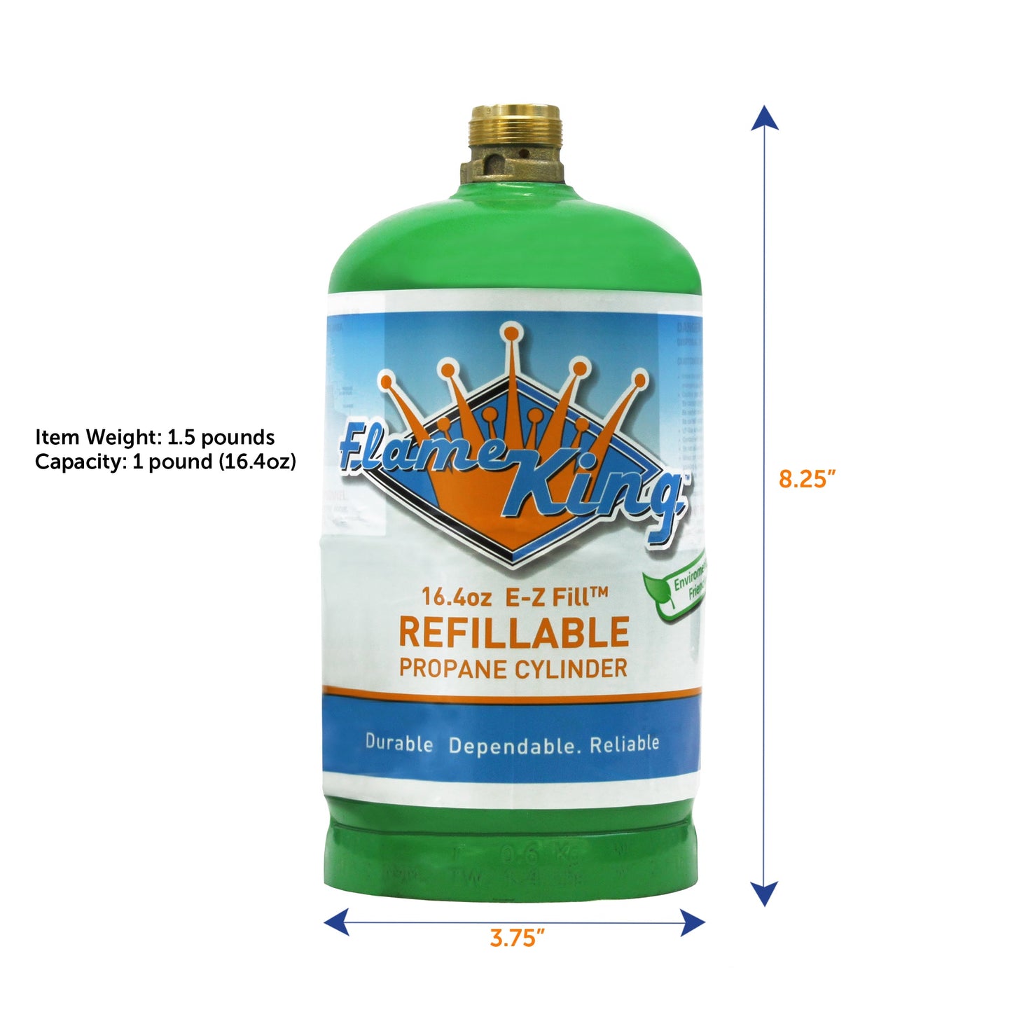 Flame King 2 pack Eco Friendly Sustainable 1lb Refillable Propane Tank LP Cylinder