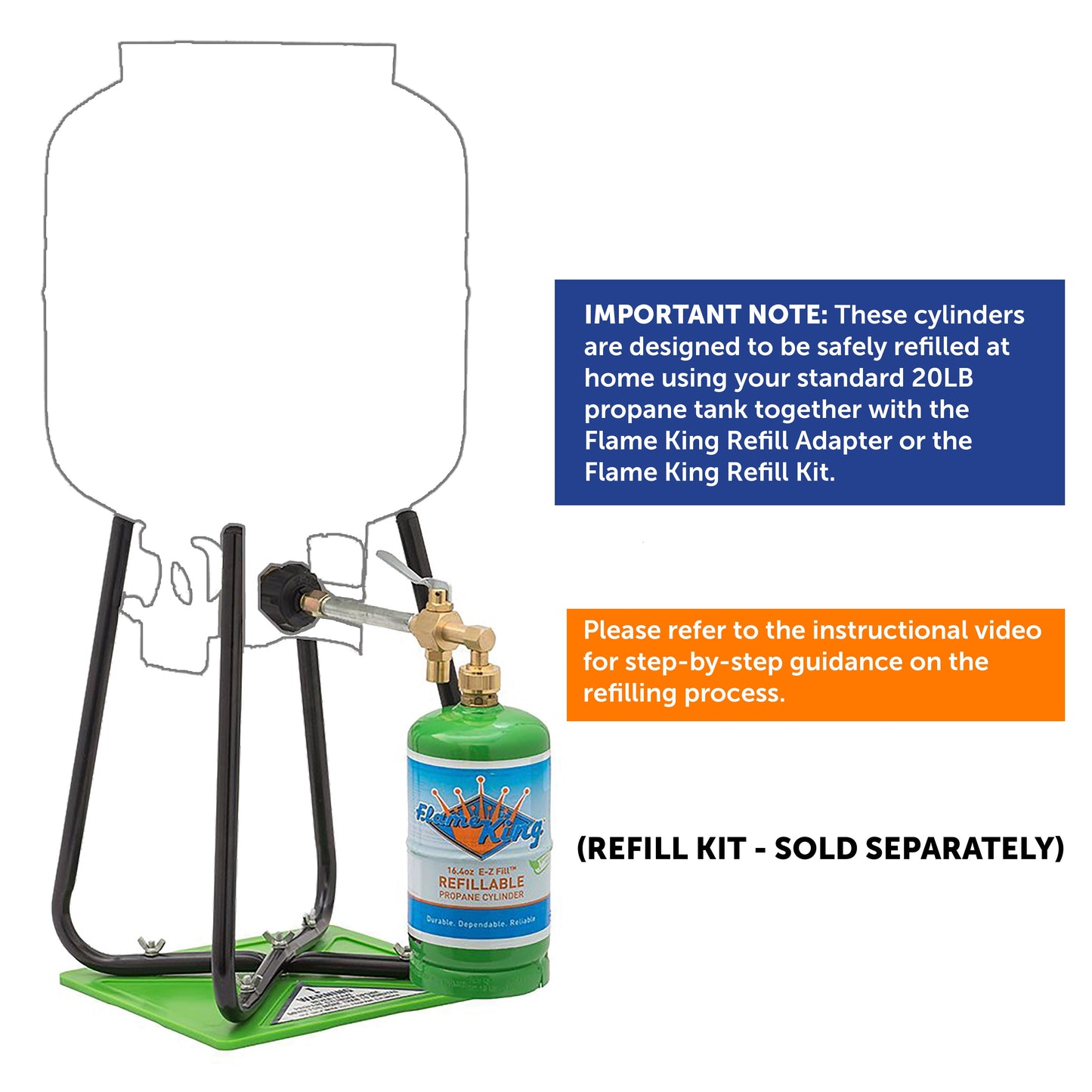 Flame King Eco Friendly Sustainable 1lb Empty Refillable Propane Tank LP Cylinder