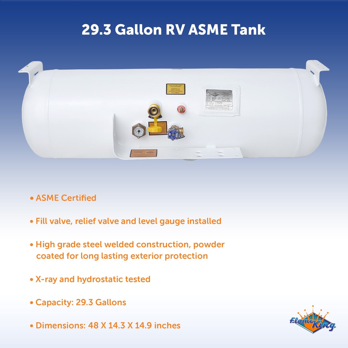 Flame King 29.3 Gal ASME Propane Tank Cylinder Rv Trailer