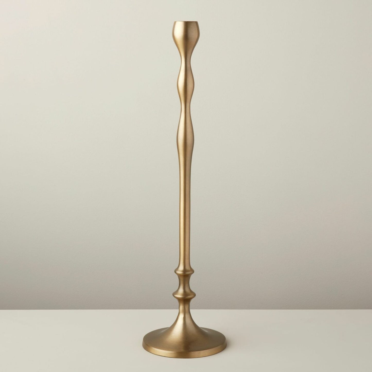 Aged Bronze Candlestick, 21" Tall